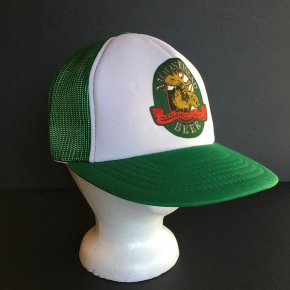 NEW Vintage 1980's Moosehead Beer Green White Trucker Hat Cap Polyfoam Snapback - Picture 2 of 13